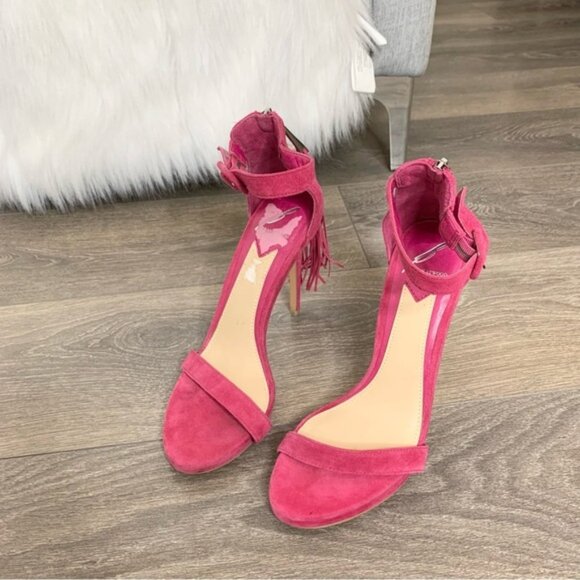 Brian Atwood Tosca High Heels Open toe Tassel Ankle Strap Stiletto Pumps Pink - Picture 3 of 13